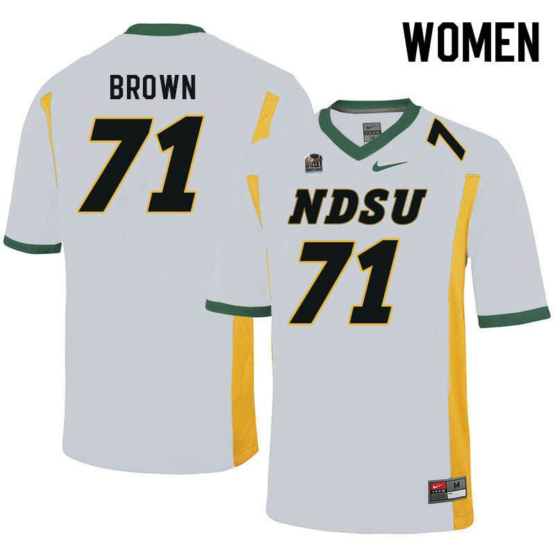 Women #71 Trevor Brown North Dakota State Bison College Football Jerseys Sale-White